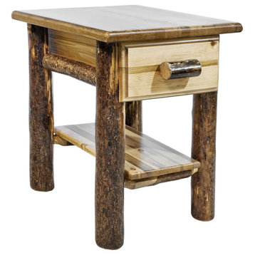 Glacier Country Collection Nightstand With-Drawer and Shelf