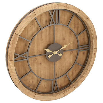 Mediterranean Brown Wooden Wall Clock 44381