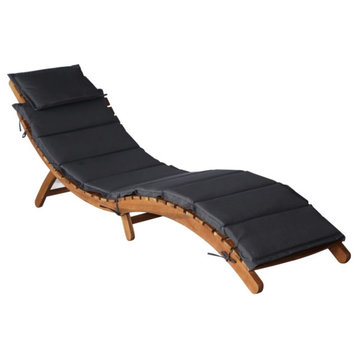 vidaXL Patio Lounge Chair Sunlounger with Cushion Solid Acacia Wood Dark Gray