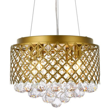 Elegant Lighting LD520D13 Tully 4 Light 13"W Crystal Pendant - Brass