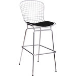 Mod Made Furniture - Mod Made Chrome Wire Barstool, Black - Clean lines and simplicity make this chrome wire chair an ideal buy among modern furniture fanatics. This chair is a great way to bring your home into the 21st century while still keeping it retro. Chromed steel frame with removable leatherette seat pad. Rubber feet protect floor and keep the chair from sliding. Simple assembly required. Dimension: 20.5"W x 21"D x 43.5"H . Seat Height: 27 5/8" corner point 29 1/4"