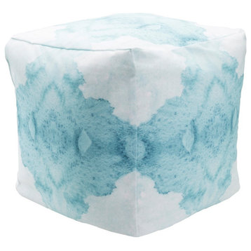SP Pouf by Surya, Cream/Turquoise