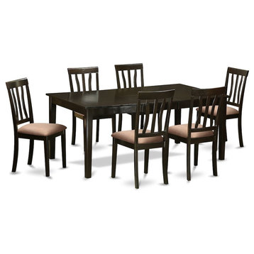 7-Piece Dining Set, Table With Leaf and 6 Kitchen Chairs
