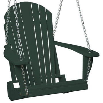 Poly Lumber Adirondack Swing Chair With Chains, Turf Green