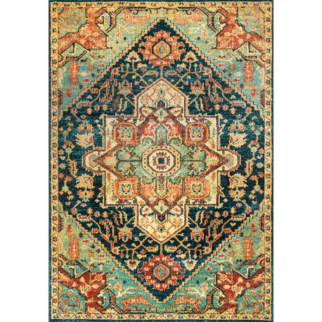 Nuloom Traditional Tribal Floret Medallion Area Rug, Green 5'x7'5"