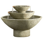 Campania - Carrera Garden Water Fountain, Aged Limestone - Turn the dreary into the dramatic with the enchanting Carrera Fountain. This three tiered fountain is a beautiful way to bring moving water into your backyard, garden, and our outdoor space.  Your guests will delight in this enchanting piece and you'll enjoy the soothing sounds of moving water.