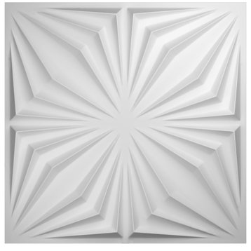 Asher EnduraWall Decorative 3D Wall Panel, 12-Pack, 19.625"Wx19.625"H, White