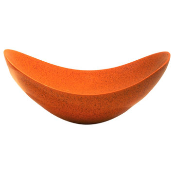 Retro Orange Midcentury Swoop Shape Decorative Bowl Wide Modern Elegant Curved