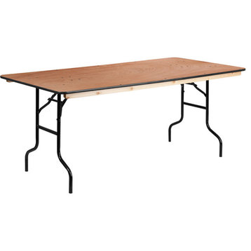 36'' x 72'' Wood Folding Banquet Table with Clear Coated Finished Top