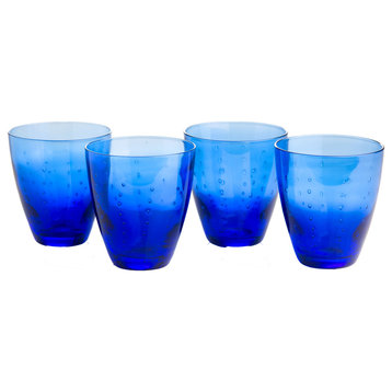 Rain Drop Double Old-Fashioned, Blue, Set of 4