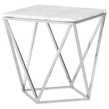 Vera White Marble Side Table