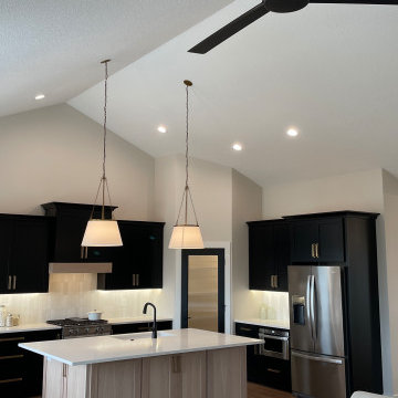 Black Paint and Light White Oak Kitchen Design