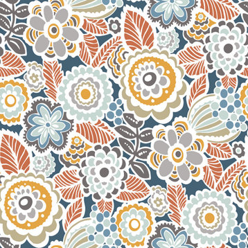 Lucy Navy Floral Wallpaper Bolt