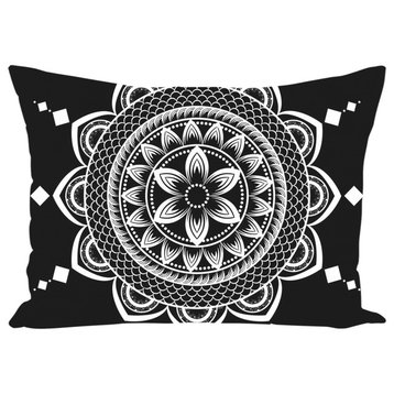 Mandala Throw Pillow, Black, 20x20, With Insert