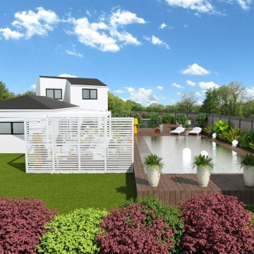 Aménagement d'extérieur - Pergola Bioclimatique - Villa contemporaine version 2