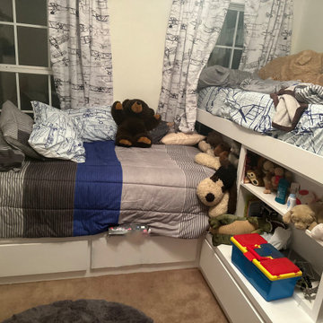 Custom Bunk Beds with Storage Cabinets and Secret Door with Finger Pull Drawers