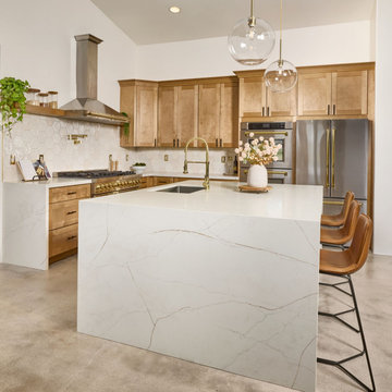 Cortona Gold Waterfall Kitchen Island