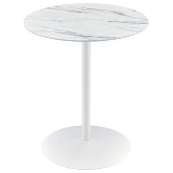Circa End Table with Marble Textured Glass Top, White Marble