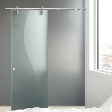 Amazing Etched Sliding Glass Barn Doors