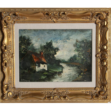 Marcel Bouyeron, Bord L'Yerre De Seine, Oil Painting
