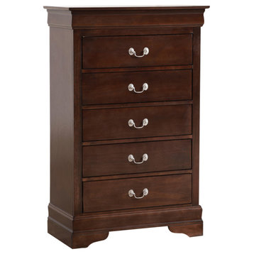 Louis Phillipe II Cappuccino 5 Drawer Chest of Drawers