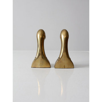 Consigned, Mid Century Brass Duck Bookends