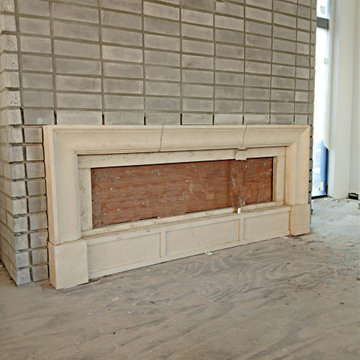 Linear Fireplace Mantel with Floating Shelves