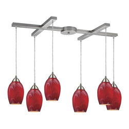 Elk Lighting - Elk Lighting Favela 6 Light Pendant in Satin Nickel - Pendant Lighting