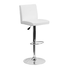 Flash Furniture - Millennium Adjustable Stool With Chrome Base, White - Bar Stools and Counter Stools