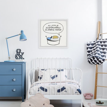 "A Little Superhero Sleeps Here III" Framed Painting Print
