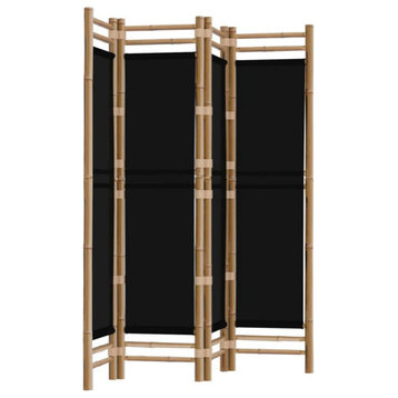 vidaXL Room Divider Foldable 4 Panel Room Divider Screen Bamboo and Canvas