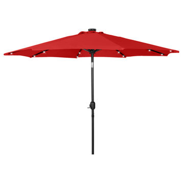 WestinTrends 9Ft Outdoor Patio Solar Powered LED Light Market Table Umbrella, Red