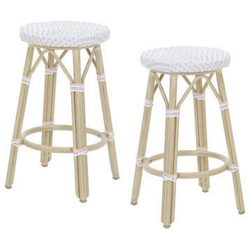 Afuera Living Aluminum 26-inch Patio Barstool in White (Set of 2)