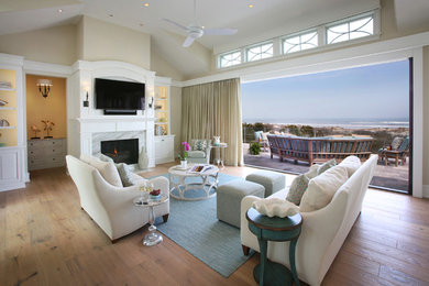 Example of a beach style living room design in Philadelphia