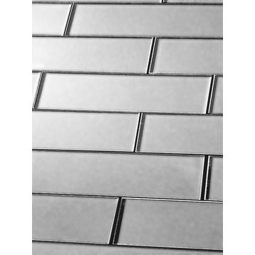 Forever 3 in x 12 in Glass Subway Tile in Matte Eternal Silver