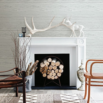 White Washed Boards Aqua Shiplap Wallpaper