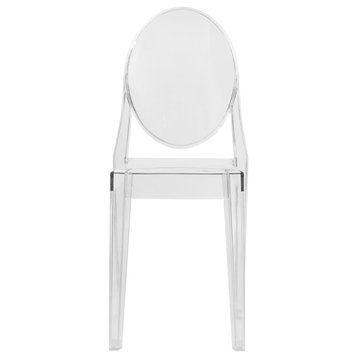 LeisureMod Marion Transparent Acrylic Modern Chair, Set of 4 Clear
