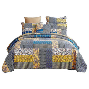 Honey Cove Cottage Floral Patchwork Bedspread Set, Twin