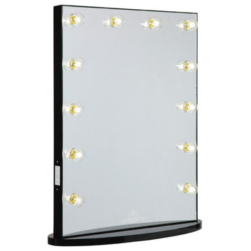 Hollywood Glow Lite XL Vanity Mirror, Clear LED Globe Bulbs, Pro Black