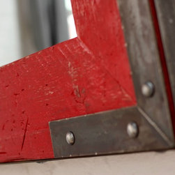 Lourdes Industrial Distressed Steel Framed & Red Painted Reclaimed Scaffolding M - Wall Mirrors
