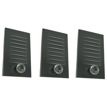 Grey Metal Locker Panel with Acrylic Door Knob Wall Hook Plaques Set of 3