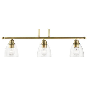 Livex Lighting 46337 Montgomery 3 Light 5"W Commercial Linear - Antique Brass