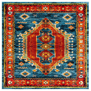 Safavieh Vintage Hamadan Vth253M Rug, Blue and Orange, 6'7"x6'7" Square