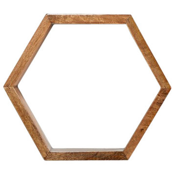 12" Wooden Hexagon Floating Honeycomb Shelf, Set of 5