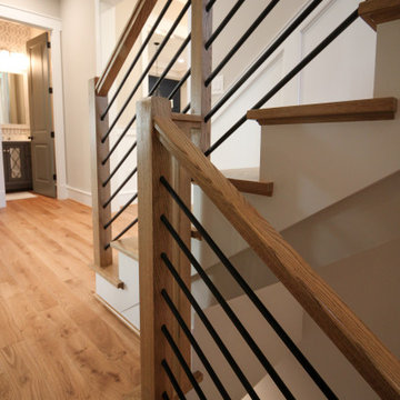 Project #83 | U-Shaped Staircase with Horizontal Black Rod Railing