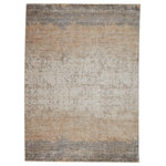 Jaipur Living - Vibe Akari Abstract Gray and Light Tan Area Rug, 7'10"x10'10" - The stunning En Blanc collection captures the elegance of neutral, vintage-inspired patterns and melds Old World aesthetics with an updated and luxurious vibe. The Akari rug boasts a banded abstract motif in tonal hues of gray, golden tan, and light taupe. Soft and lustrous, this chameleon-like design emulates the timeless style of a Turkish hand-knotted rug, but in an accessible polyester and viscose power-loomed quality.