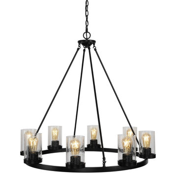 JONATHAN Y Lighting JYL7554 Pablo Ring 33.5" 8-Light Iron/Seeded - Oil Rubbed