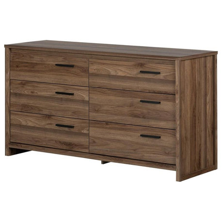 South Shore Tao 6 Drawer Dresser in Natural Walnut