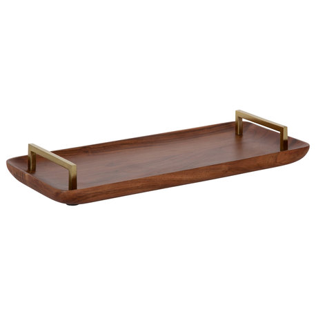 Cantwell Wood Decorative Tray, Walnut Brown 18x8