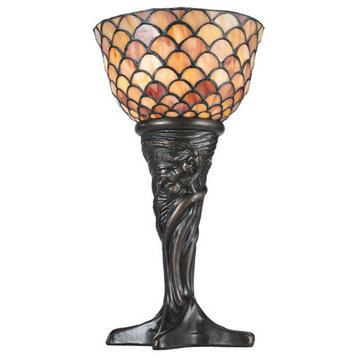 Meyda Lighting 108935 14"H Tiffany Fishscale Mini Lamp